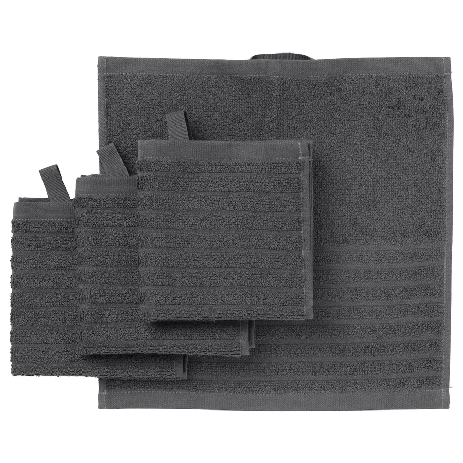 VAGSJON Washcloth, dark grey, 30x30 cm, 20353623