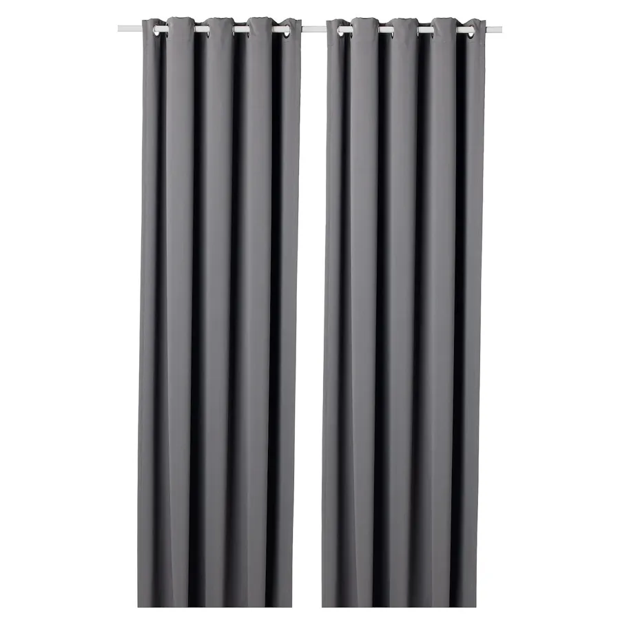 HILLEBORG Block-out curtains, 1 pair, grey, 145x250 cm, 20425031