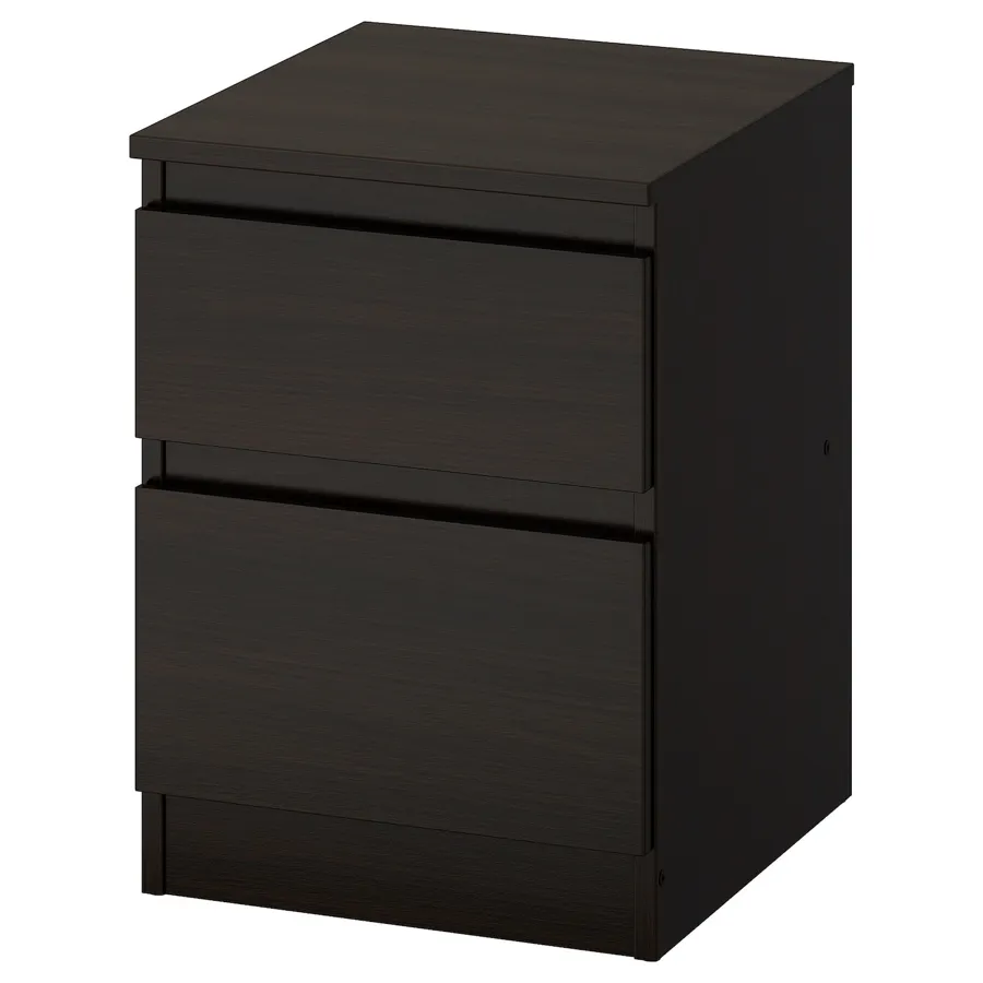 KULLEN Chest of 2 drawers, black-brown 35x49 cm, 30355706