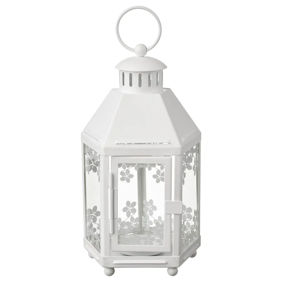 KRINGSYNT Lantern for tealight, in/outdoor, white 21 cm, 30509704
