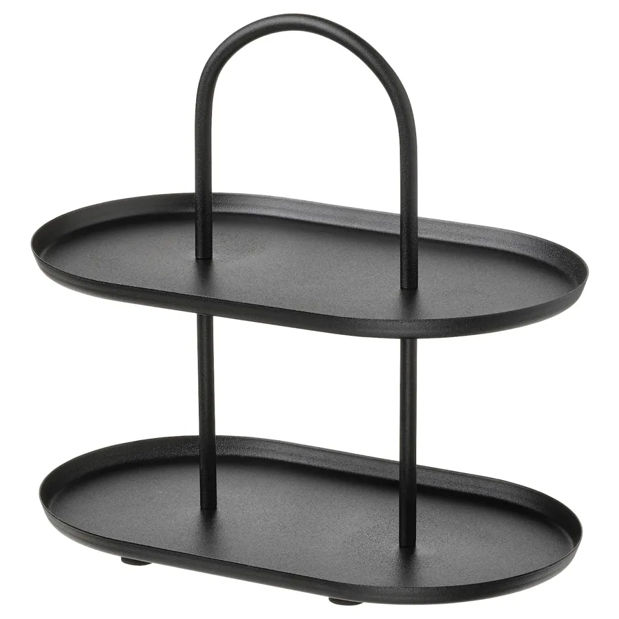 SOMMAROGA Serving stand, two tiers, black, 30539522