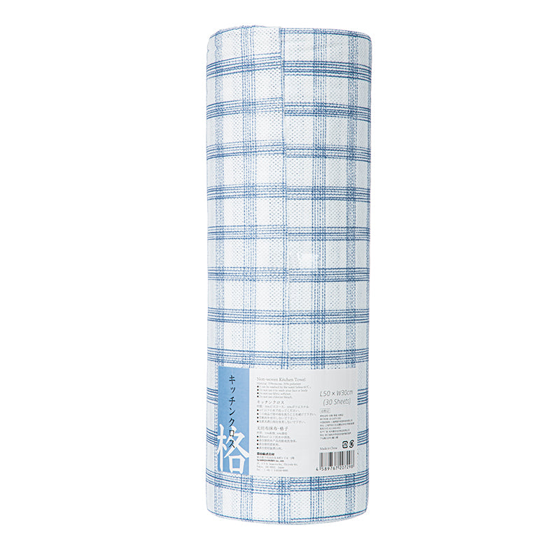 Dishcloth Rolled-Plaid, Blue, Single Tear Size:50*30 4589767207298