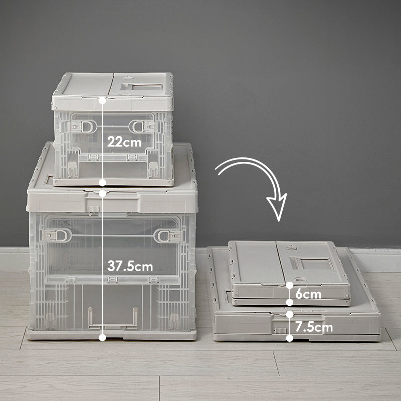 Folding Stroage Box M, Khaki + Transparent, 52*36*33.5Cm 4589767252090