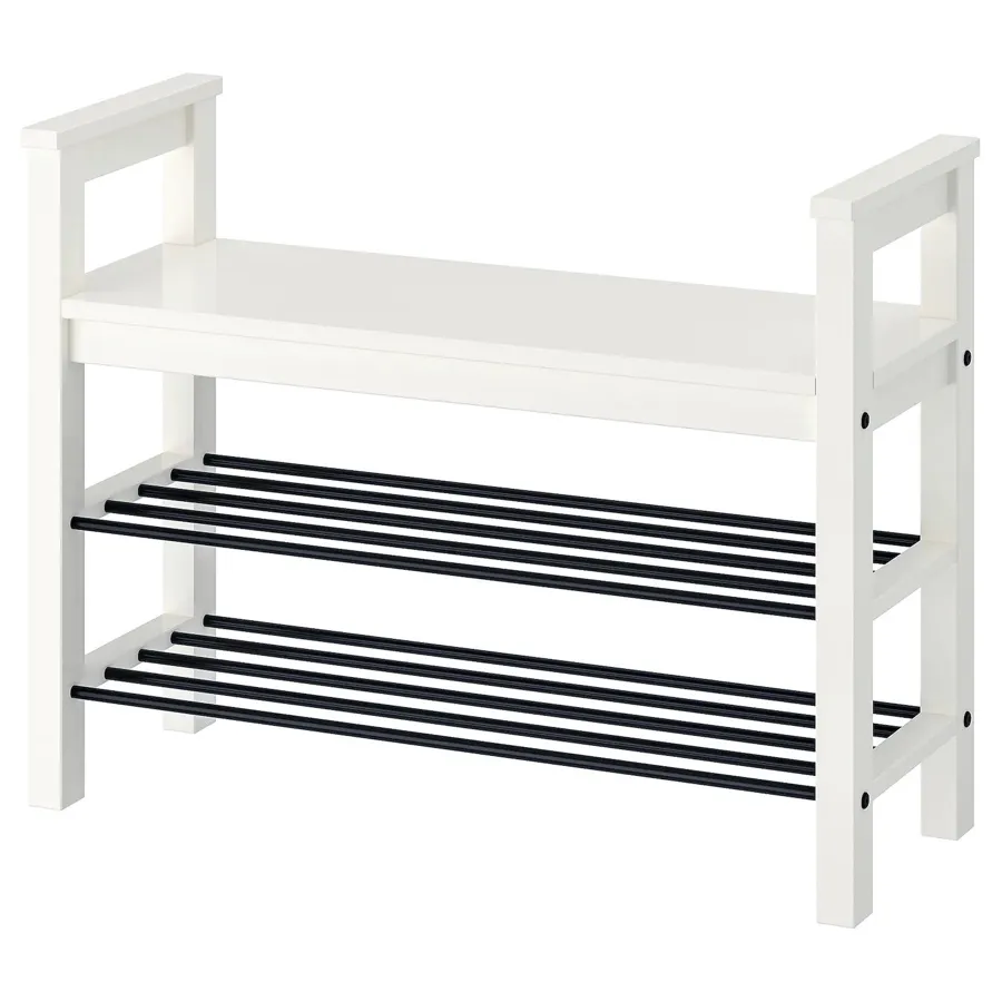 HEMNES Bench with shoe storage, white, 85x32x65 cm, 40243799
