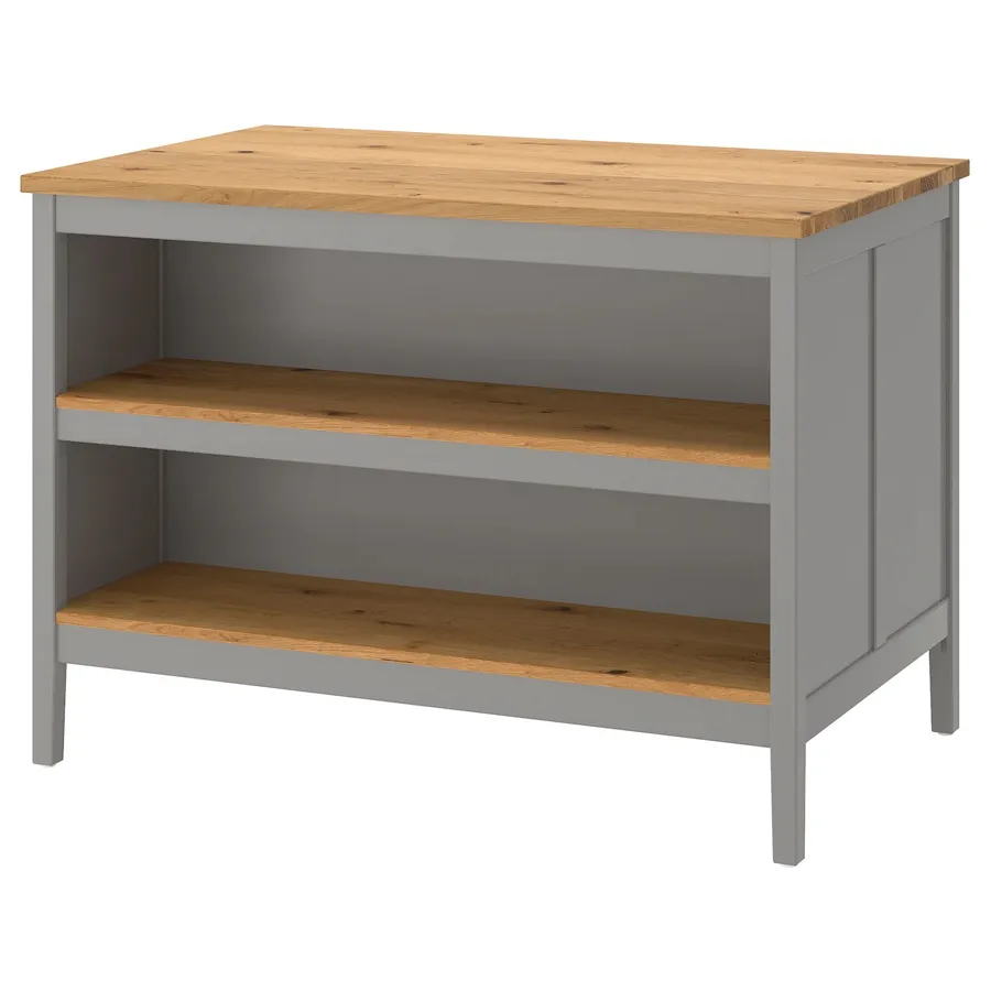 TORNVIKEN Kitchen island, grey/oak, 126x77 cm, 40402241
