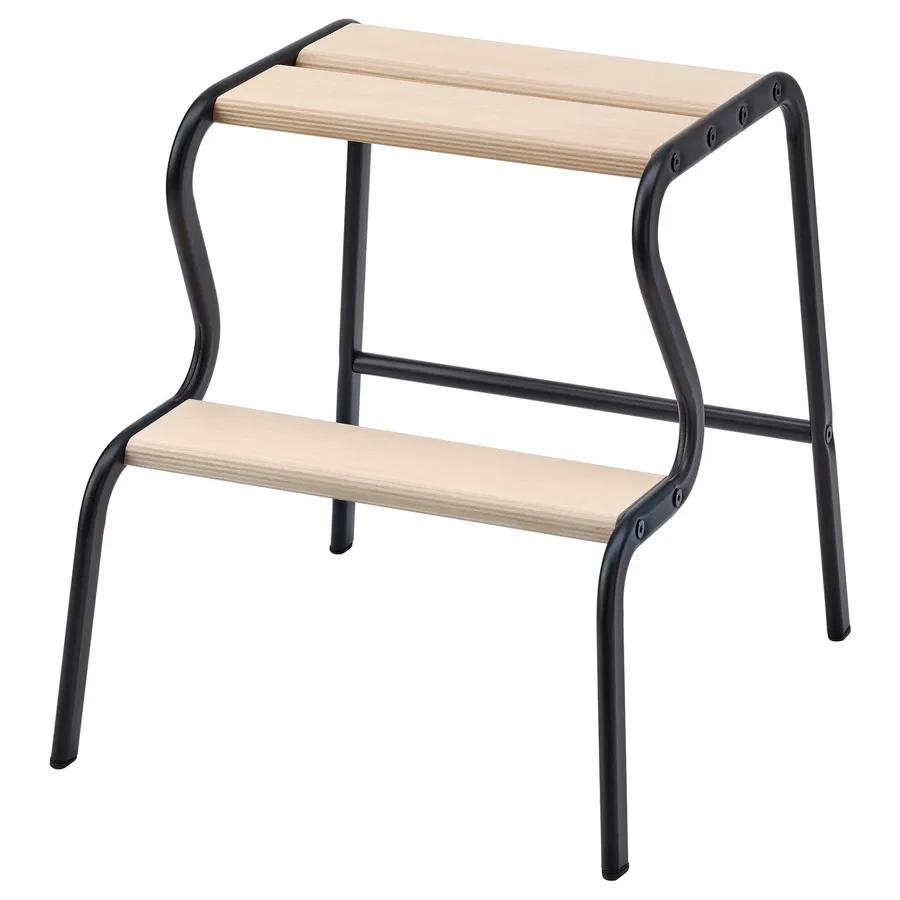 GRUBBAN Step stool, black/birch, 40472955