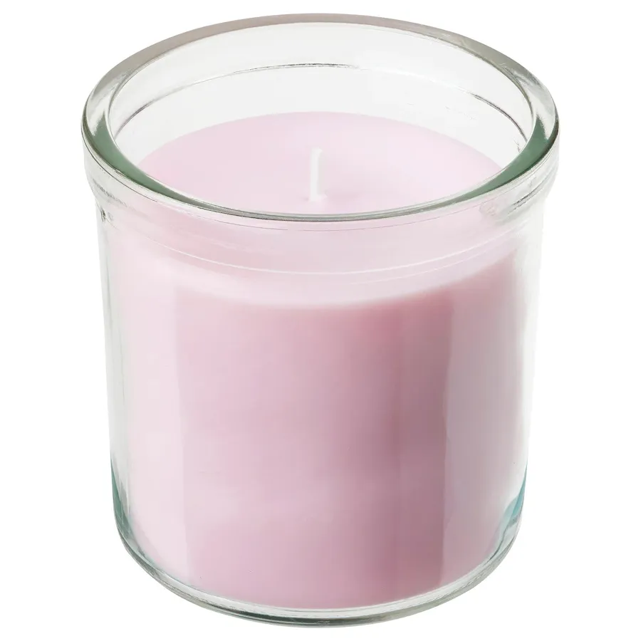 LUGNARE Scented candle in glass, Jasmine/pink 40 hr, 40502387