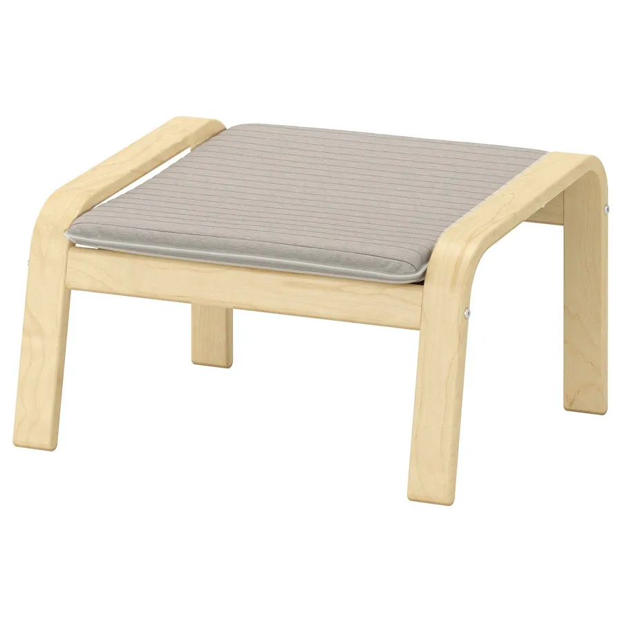 POANG Footstool, birch veneer/Knisa light beige, 49244662