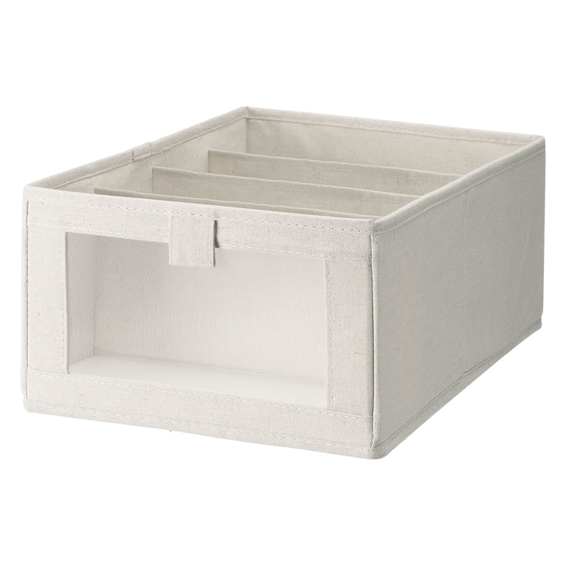 Washable Cotton Box-L With 4 Grids, Beige, 27*40*17Cm 4589767237561
