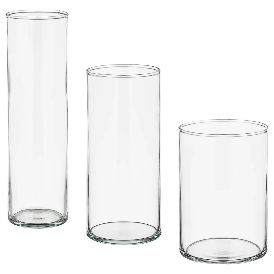 CYLINDER Vase, set of 3, clear glass, 60175214