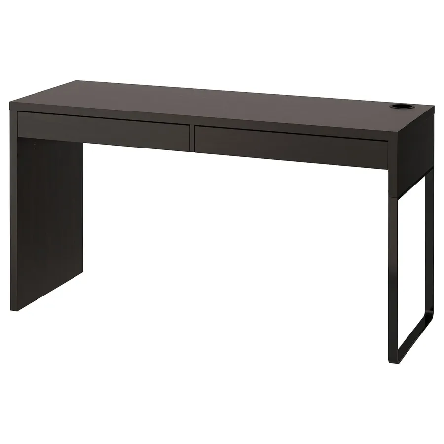 MICKE Desk, black-brown 142x50 cm, 60354277