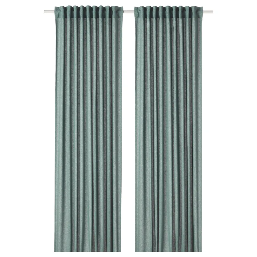 HANNALENA Room darkening curtains, 1 pair, green-blue 145x250 cm, 60469853