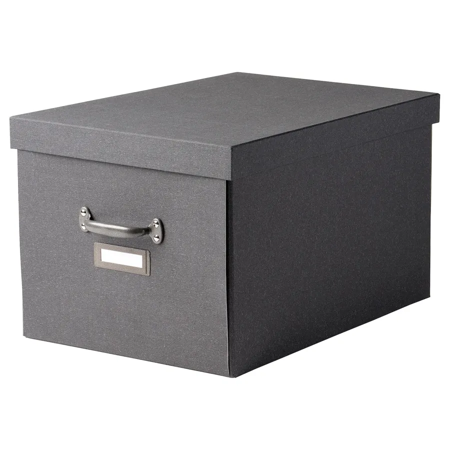 TJOG Storage box with lid, dark grey, 35x56x30 cm, 60477669