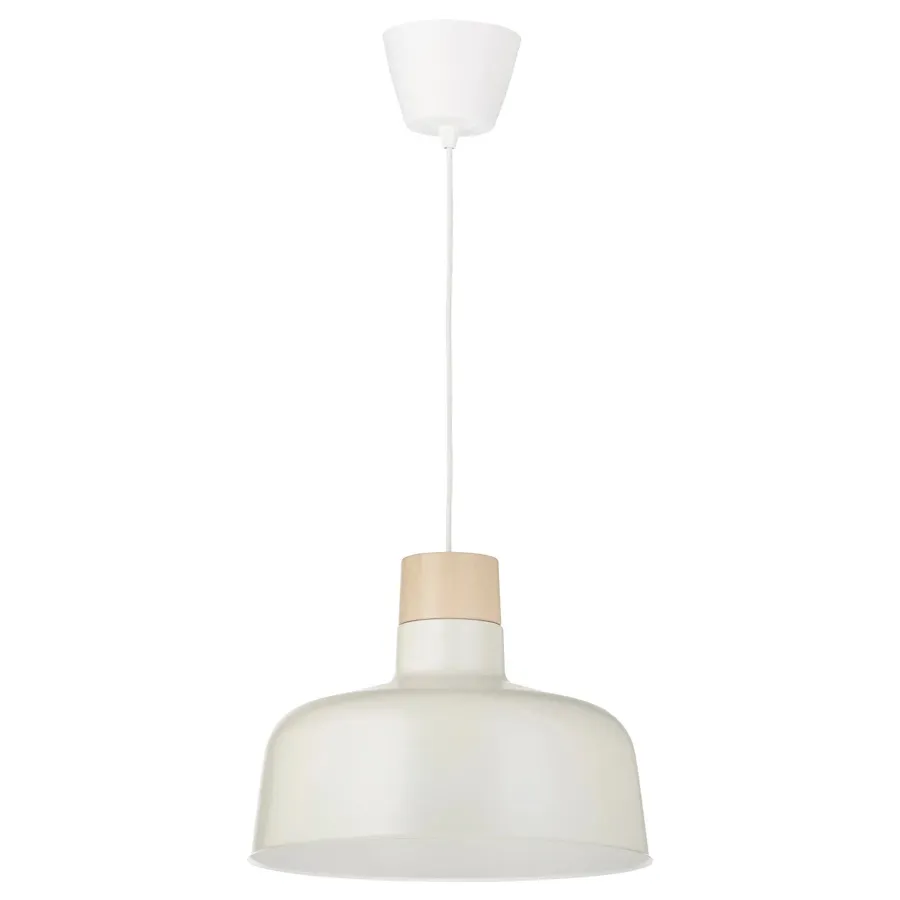 BUNKEFLO Pendant lamp, white/birch, 36 cm, 60488390
