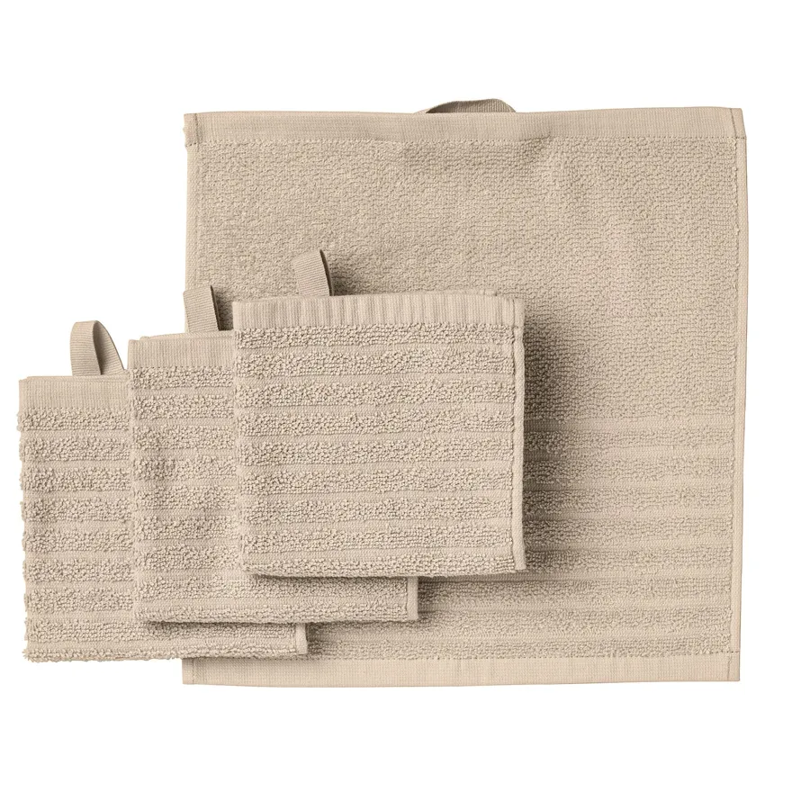 VAGSJON Washcloth, light beige, 30x30 cm, 60494621