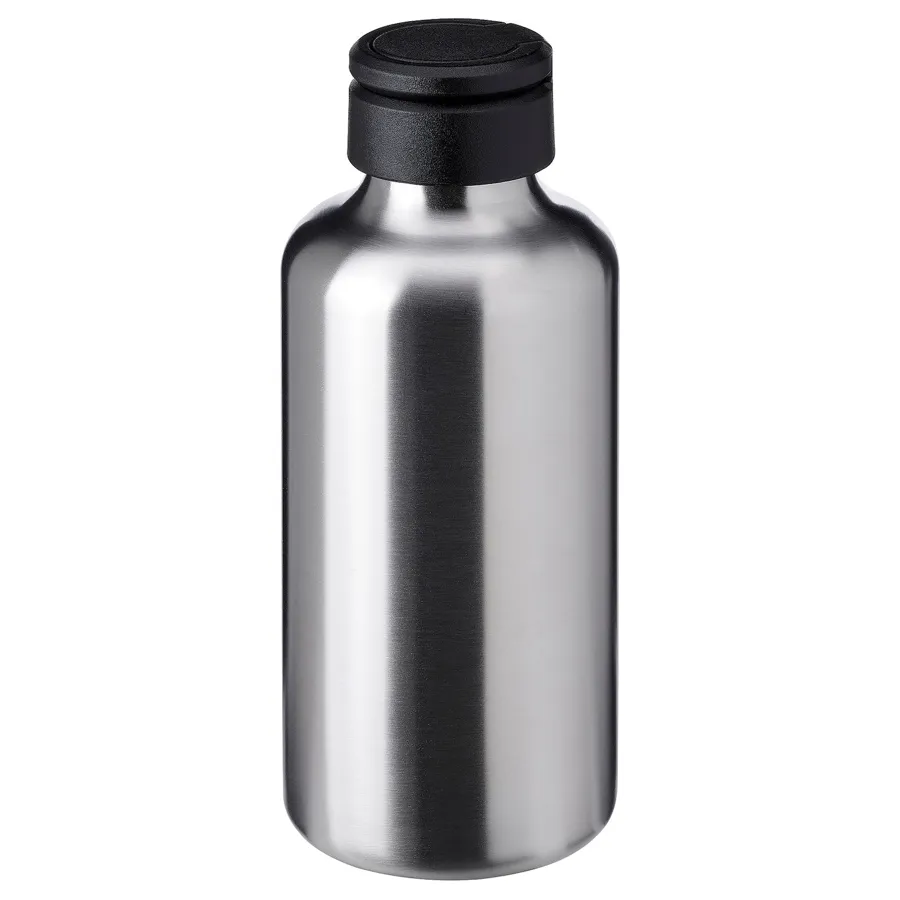 ENKELSPARIG Water bottle, stainless steel/black, 0.7 l, 60513530