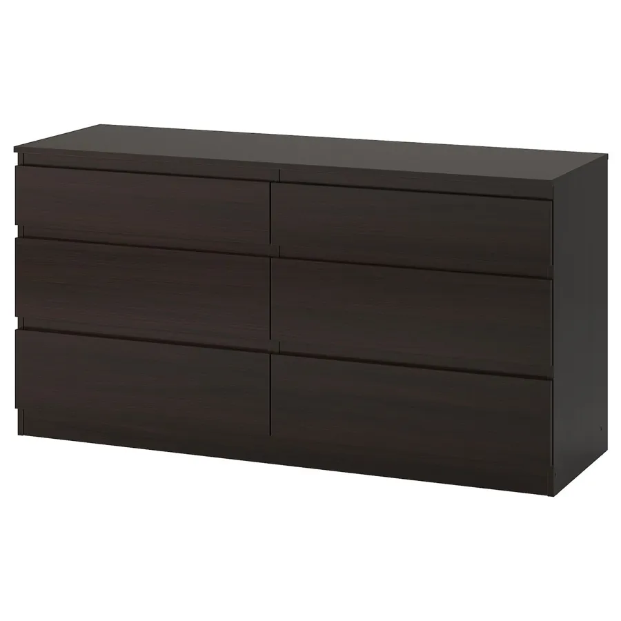 KULLEN Chest of 6 drawers, black-brown 140x72 cm, 70355733