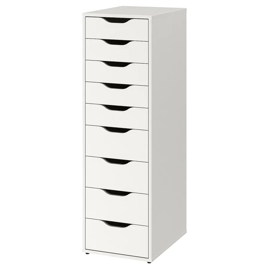 ALEX Drawer unit with 9 drawers, white, 36x116 cm, 70486140