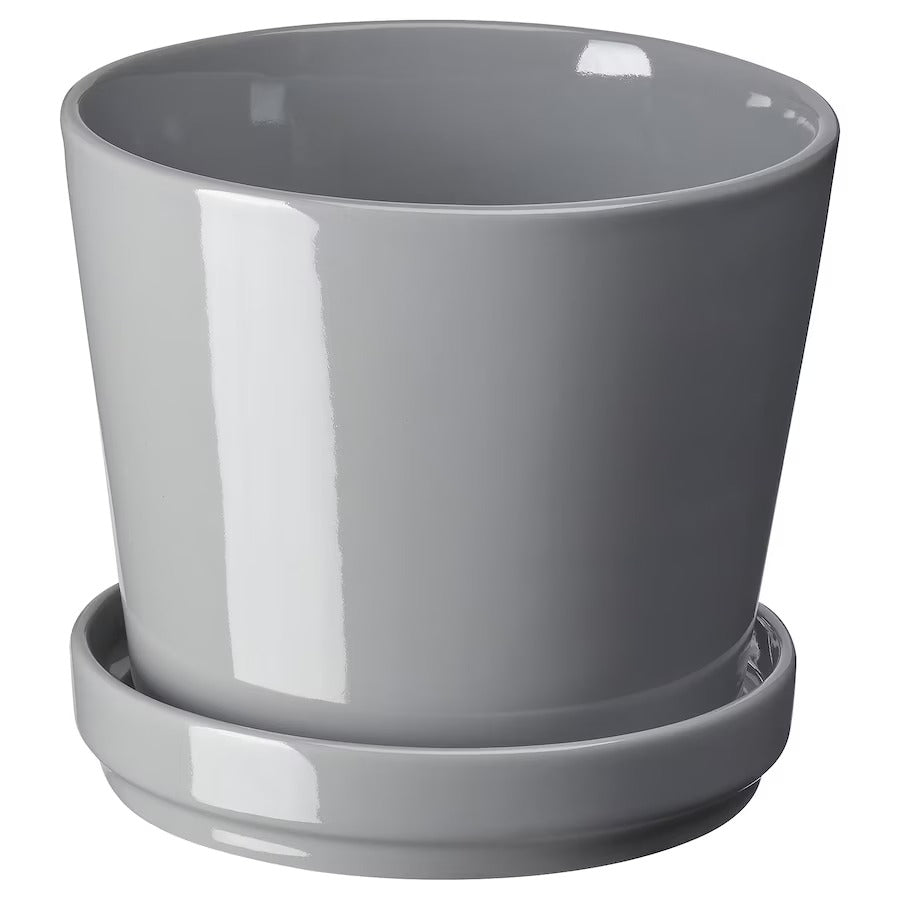 CITRUSFRUKT plant pot with saucer, in/outdoor grey, 70508439