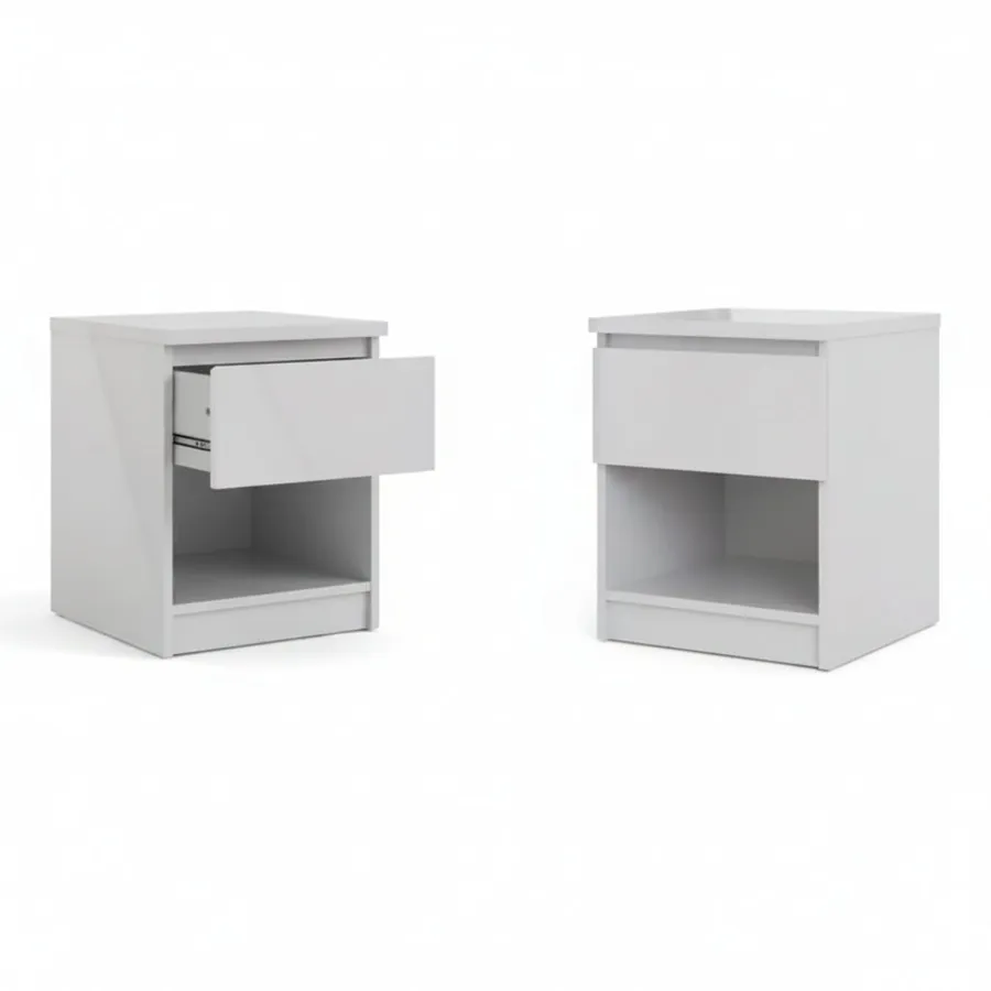 TVILUM Naia Night Stand 40x40x50 cm - High Gloss White