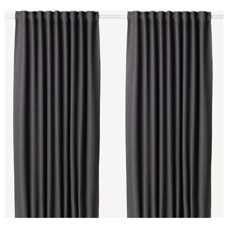 ANNAKAJSA Room darkening curtains, 1 pair, grey, 145x250 cm, 80390241