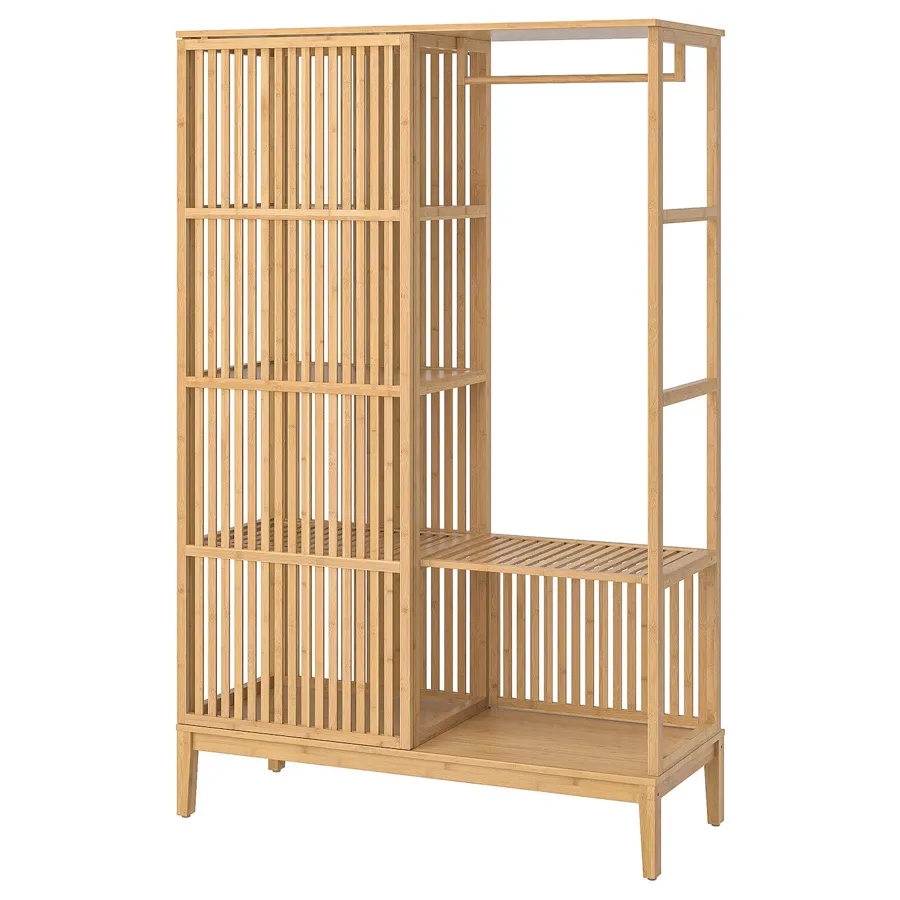 NORDKISA open wardrobe with sliding door, bamboo,, 80439469