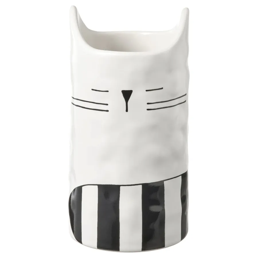 FATALIG Vase, cat off-white, 12 cm, 80466306