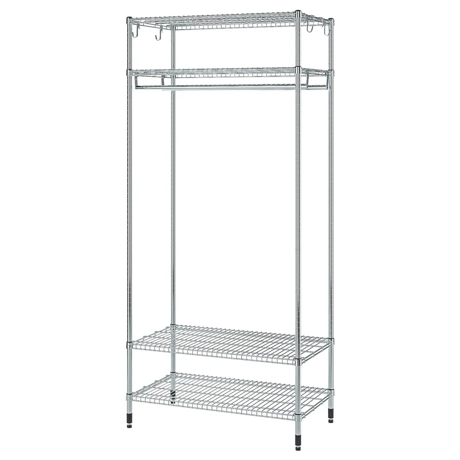 OMAR Shelving unit with clothes rail, galvanised, 92x50x201 cm, 80530977