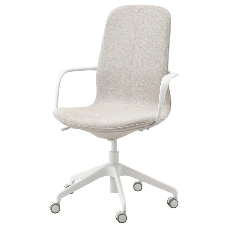 LANGFJALL Conference chair with armrests, Gunnared beige/white, 89252792