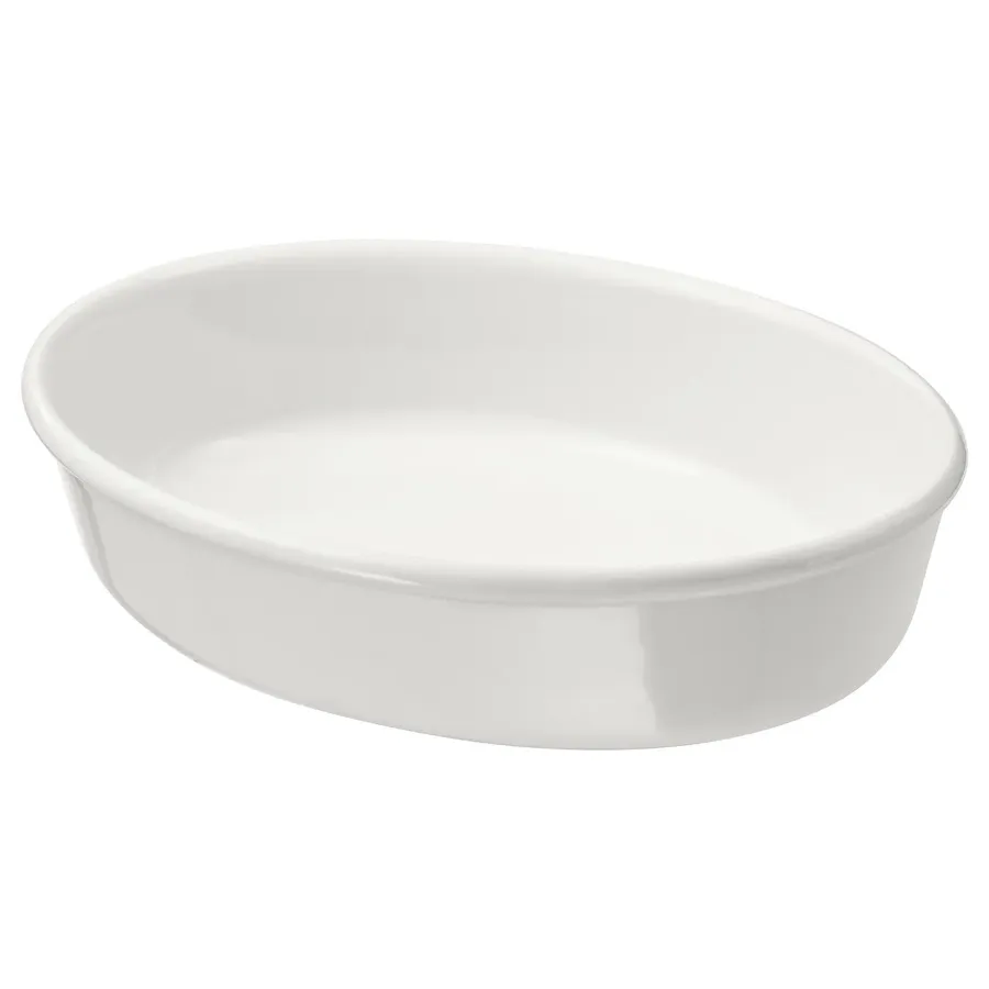 VARDAGEN Oven dish, oval/off-white, 26x21 cm, 90289313
