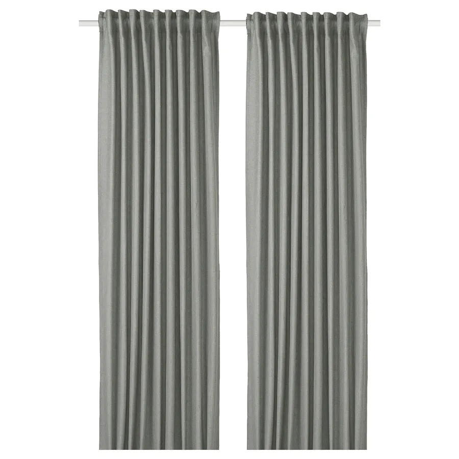TIBAST Room darkening curtains, 1 pair, dark green 145x250 cm, 90504591
