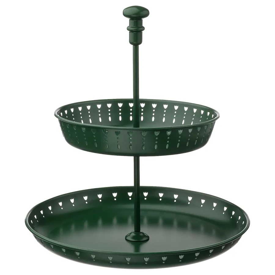 GARNERA Serving stand, two tiers, dark green, 90538869