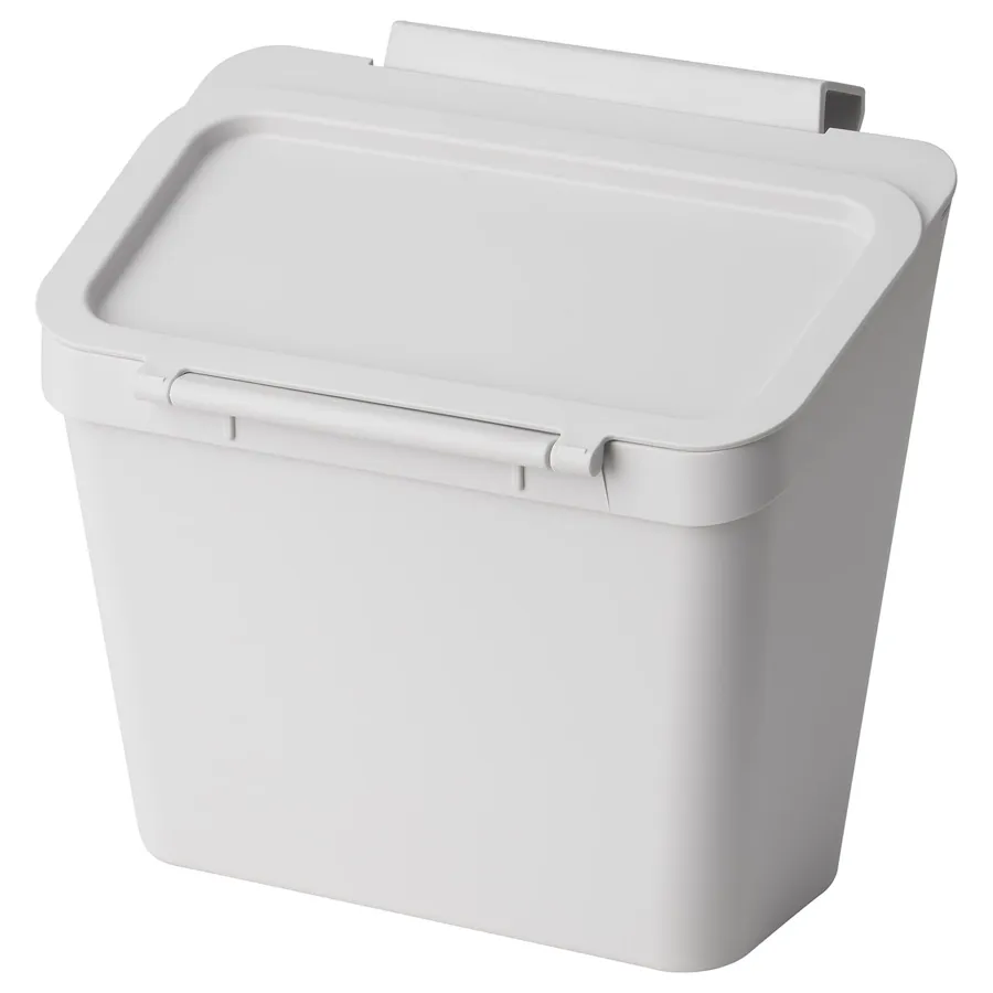 SKOLAST Waste bin for cabinet with door, light grey, 90556679
