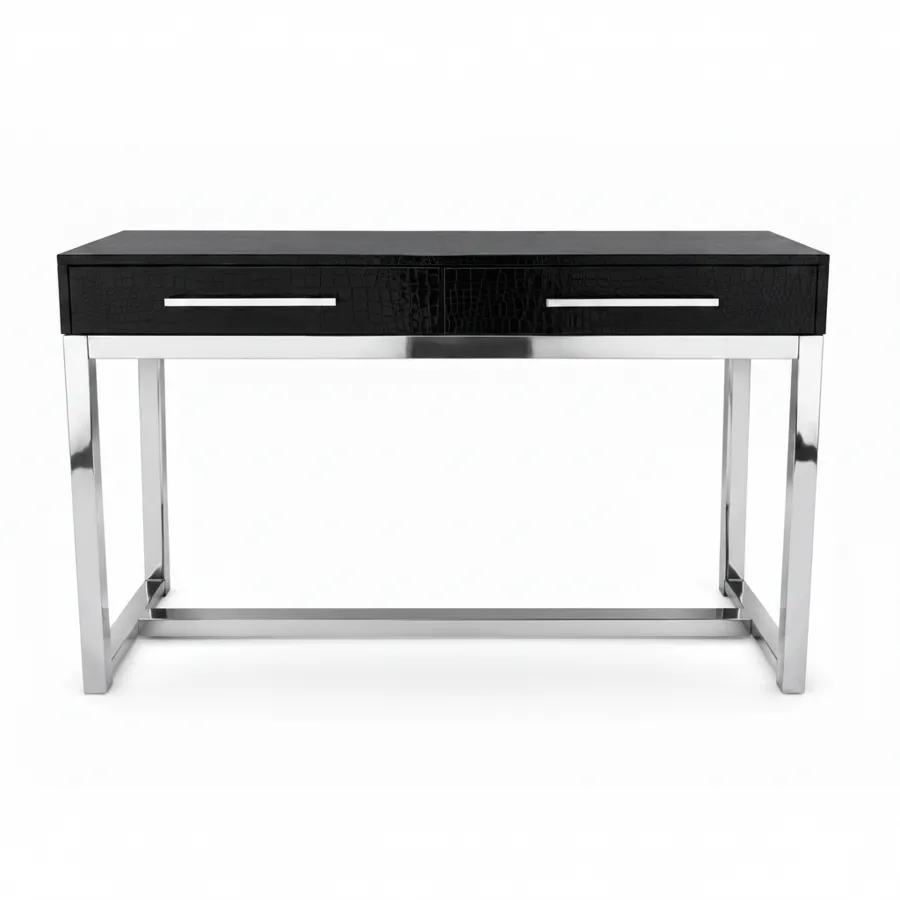 NEWAVE Cocodrilo Sofa Table 120x35x75 cm - Chrome/Pvc Black