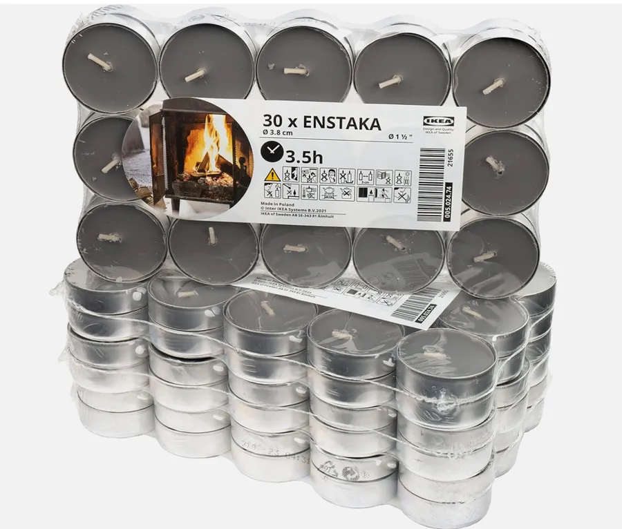 ENSTAKA scented tealight 30 pcs - BONFIRE GREY 50502476