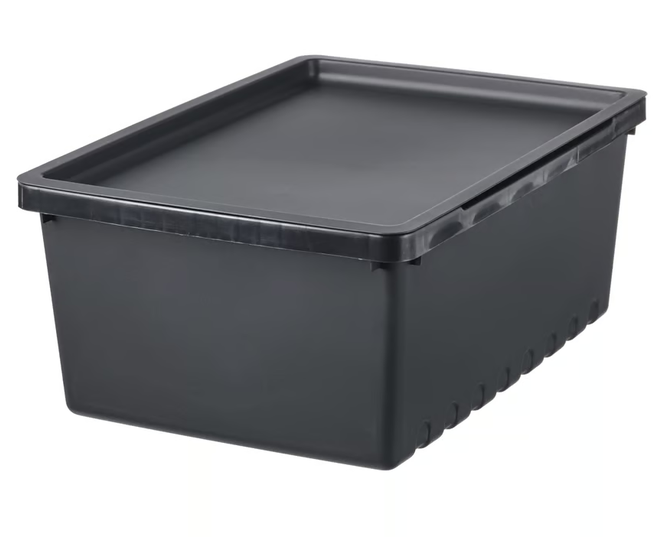 UPPSNOFSAD Storage box with lid, black, 35x25x14 cm/9 l 29599994