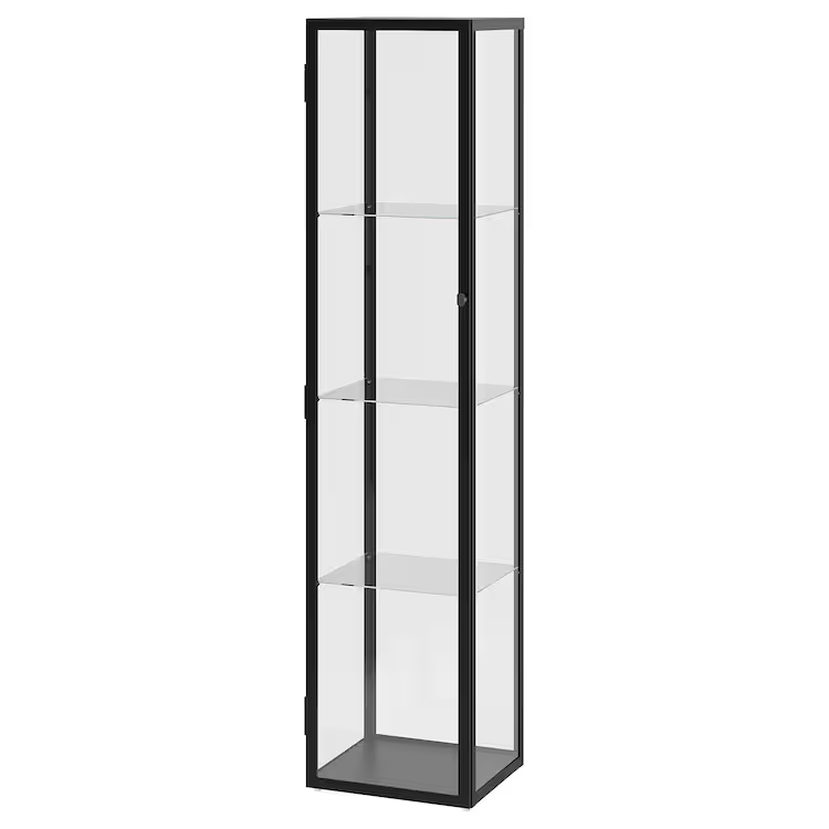 BLALIDEN Glass-door cabinet, black, 35x32x151 cm, 80520520
