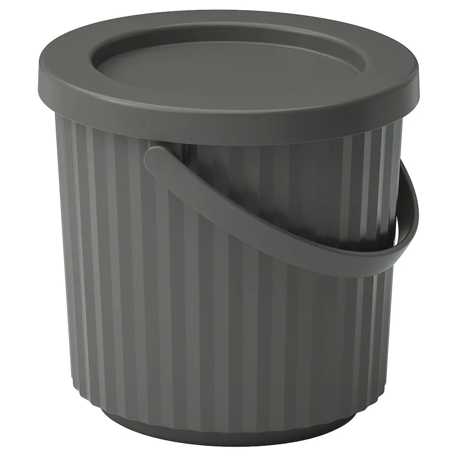 DAMMANG Bin with lid, dark grey, 8 l, 20559983