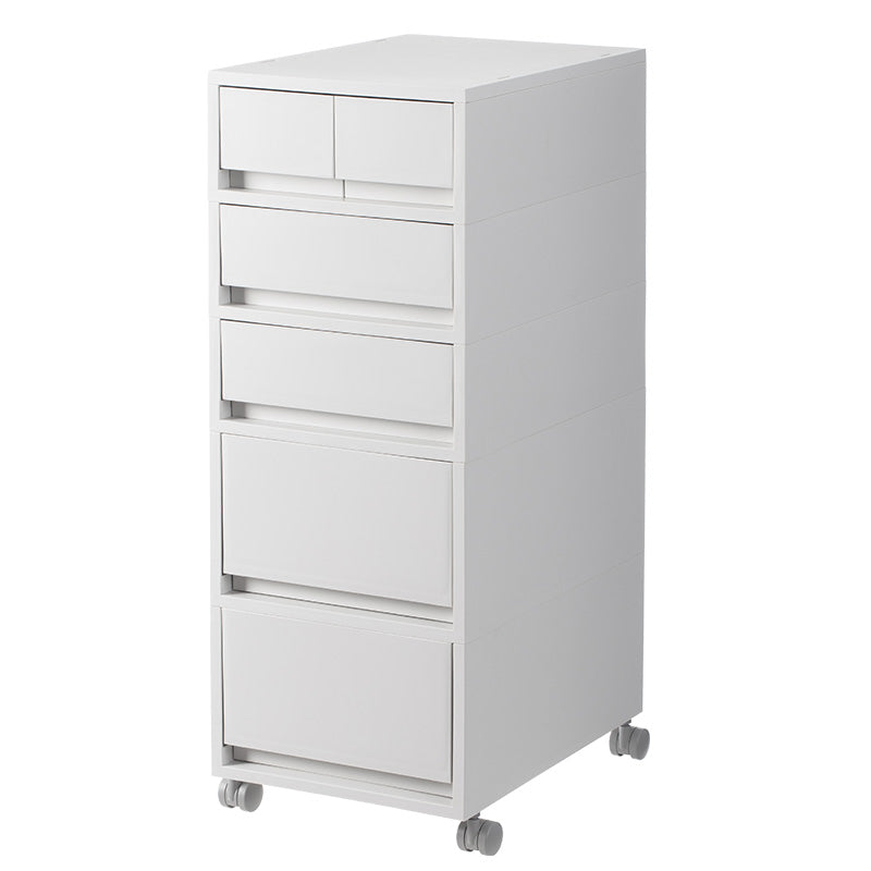 PP Vertical Five-Drawer Combination Cabinet With Wheels 26*37*68.2Cm, White, 37*26*64.5Cm 4589767218768