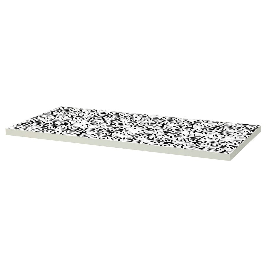 LAGKAPTEN Table top, organic shapes white/black, 140x60 cm, 80599698