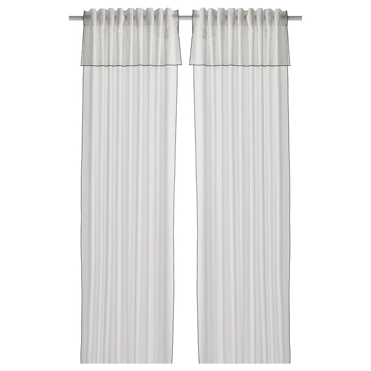 MOALISA Curtains, 1 pair, white/black, 145x250 cm, 40499511