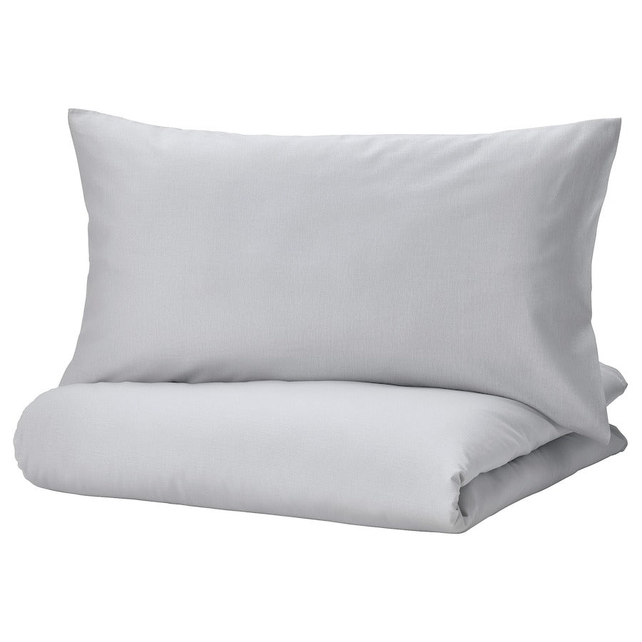 NATTSVARMARE Duvet cover and pillowcase, light grey, 150x200/50x80 cm, 40529344