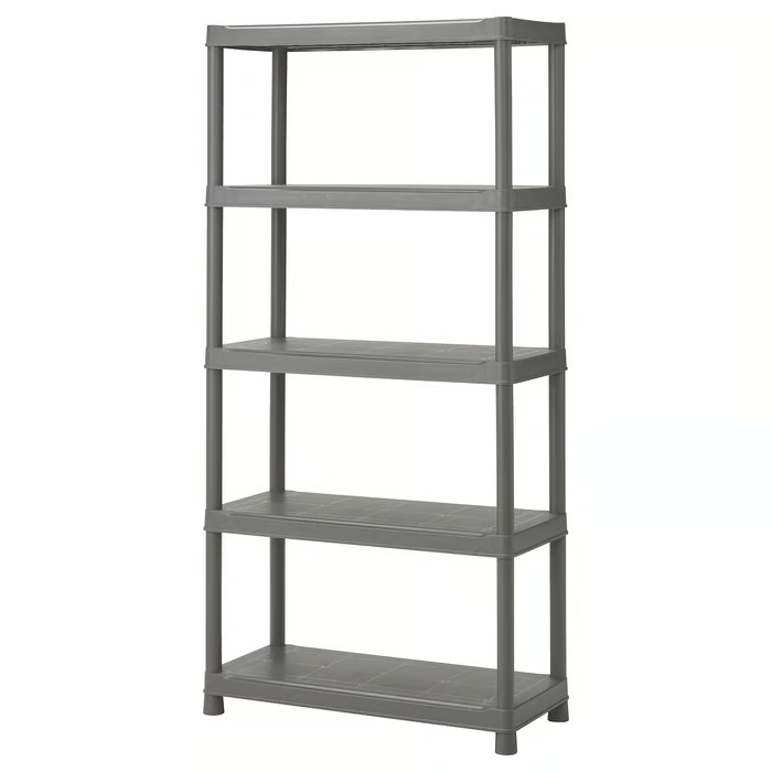 RUNMARO Shelving unit, dark grey indoor/outdoor, 90x40x182 cm, 80551314