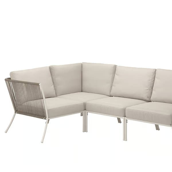 SEGERON Corner sofa, 3-seat, outdoor white/beige/Froson/Duvhomolmen beige 19613523