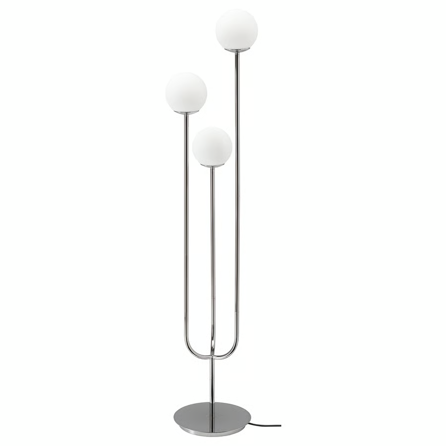 SIMRISHAMN Floor lamp, chrome-plated/opal white glass, 50437768