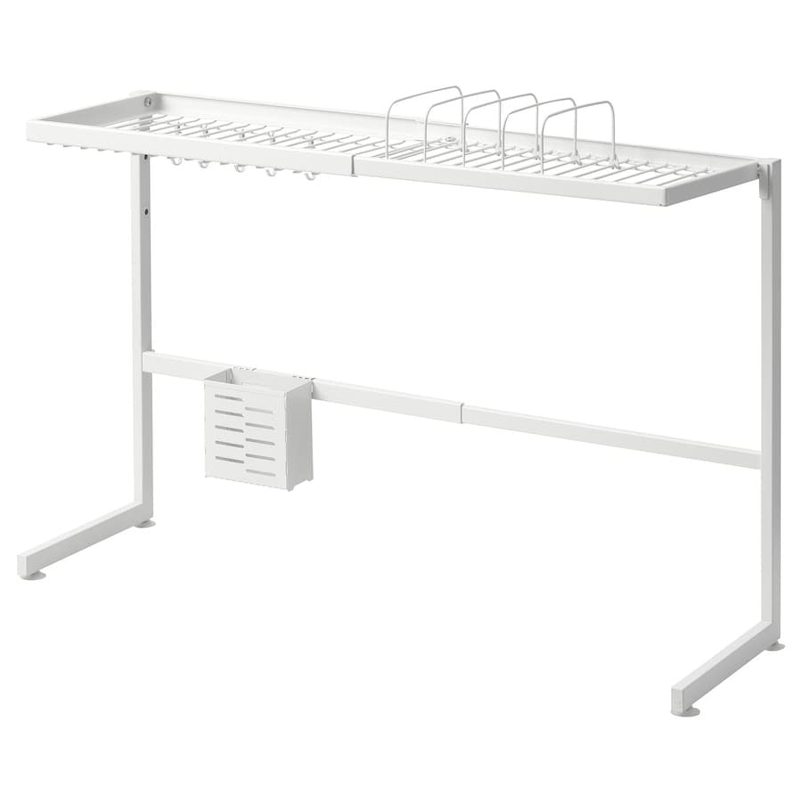 SKYGGFISK Dish drainer, white/extendable, 60561012