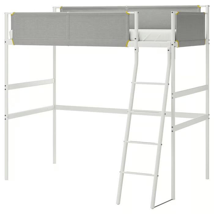 VITVAL Loft bed frame, white/light grey, 90x200 cm 20411232